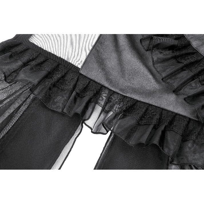 Darkinlove Women's Punk V-neck Multilayered Mesh Dress