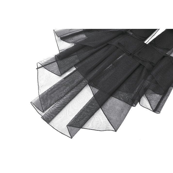 Darkinlove Women's Punk V-neck Multilayered Mesh Dress