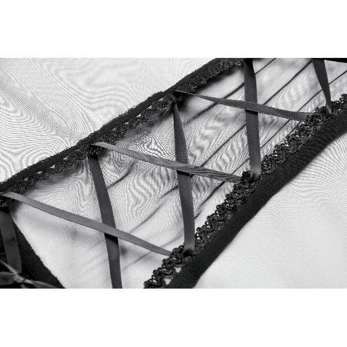 Darkinlove Women's Punk V-neck Multilayered Mesh Dress