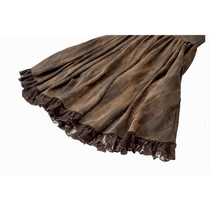 Darkinlove Women's Steampunk Buckle Straps High-Low Suspender Dress