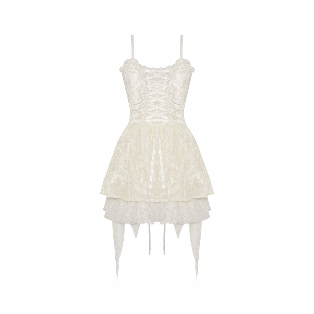 Darkinlove Women's Steampunk Irregular Lace-up Layered Slip Dress