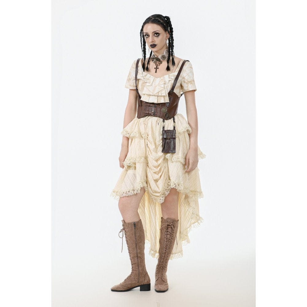 Darkinlove Women's Steampunk Multilayer High/Low Skirt