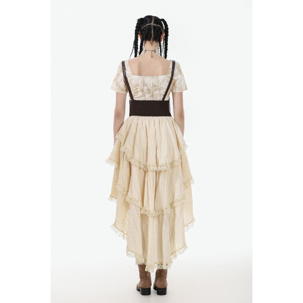 Darkinlove Women's Steampunk Multilayer High/Low Skirt