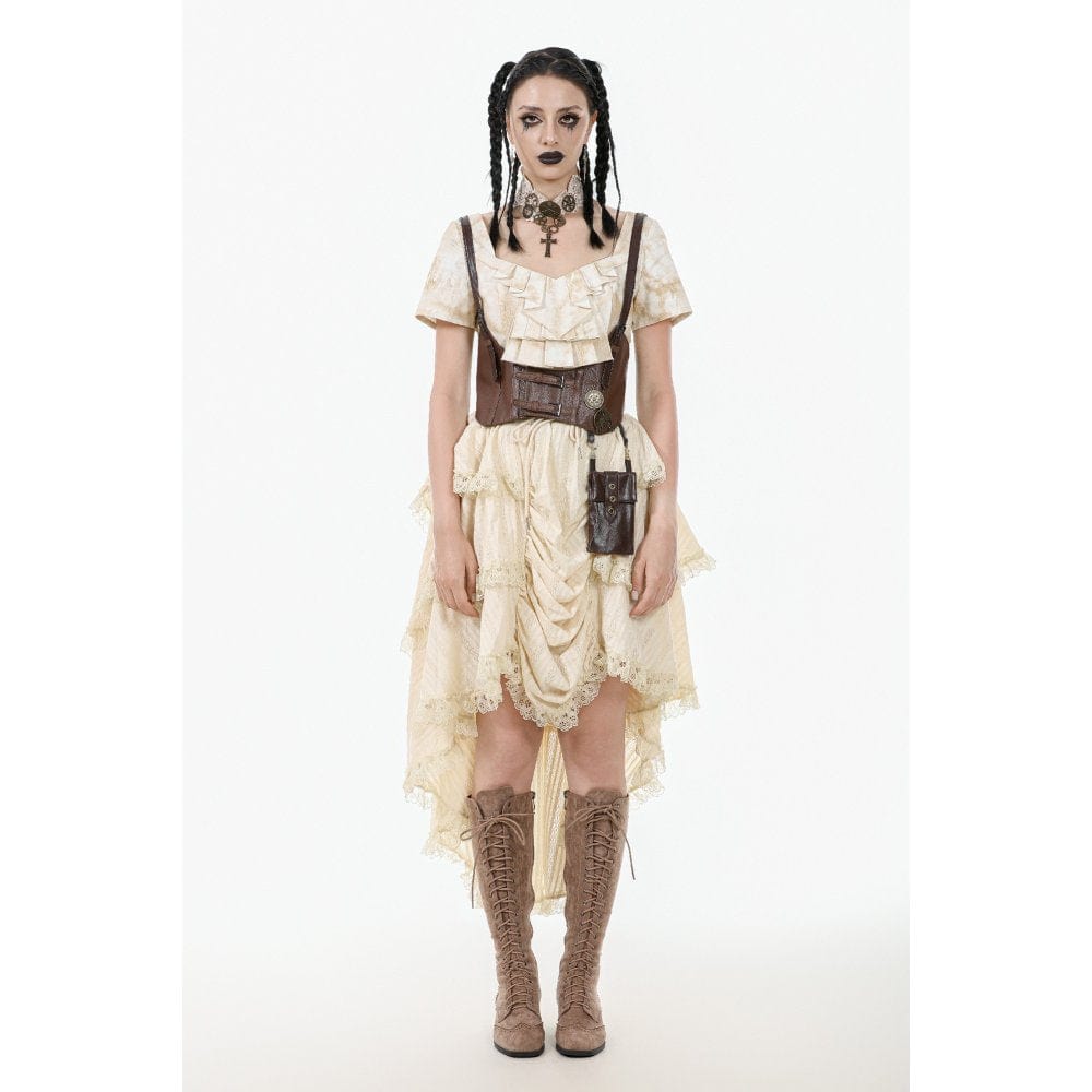Darkinlove Women's Steampunk Multilayer High/Low Skirt