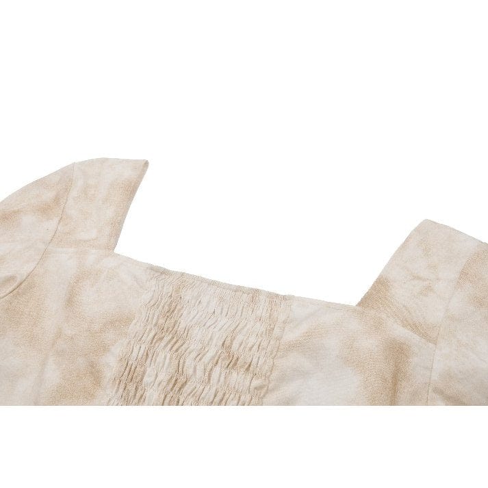 Darkinlove Women's Steampunk Ruffles Tie-Dye Crop Top