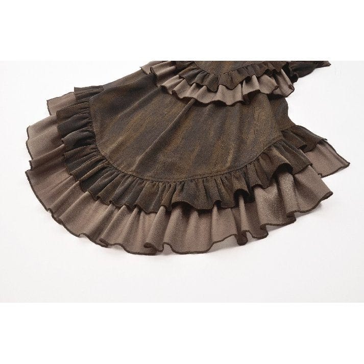 Darkinlove Women's Steampunk Tailcoat Bloomers with Anchor Buttons and Ruffled Trim