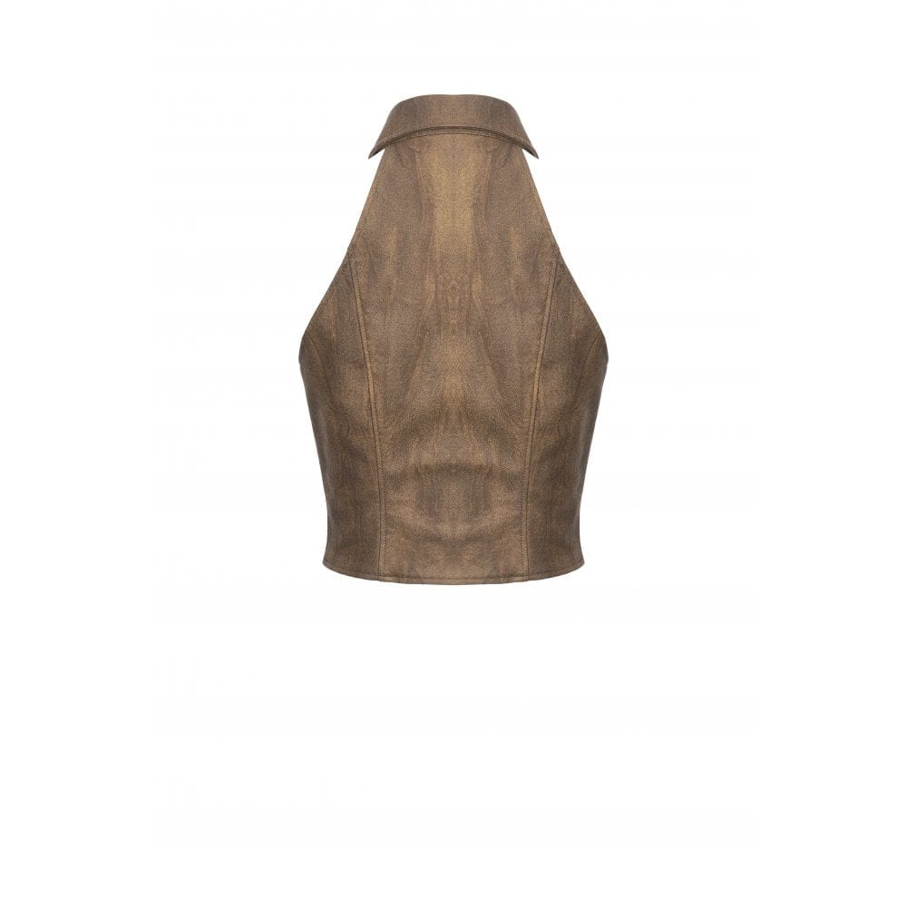 Darkinlove Women's Steampunk Utility Vest with Cargo Pockets