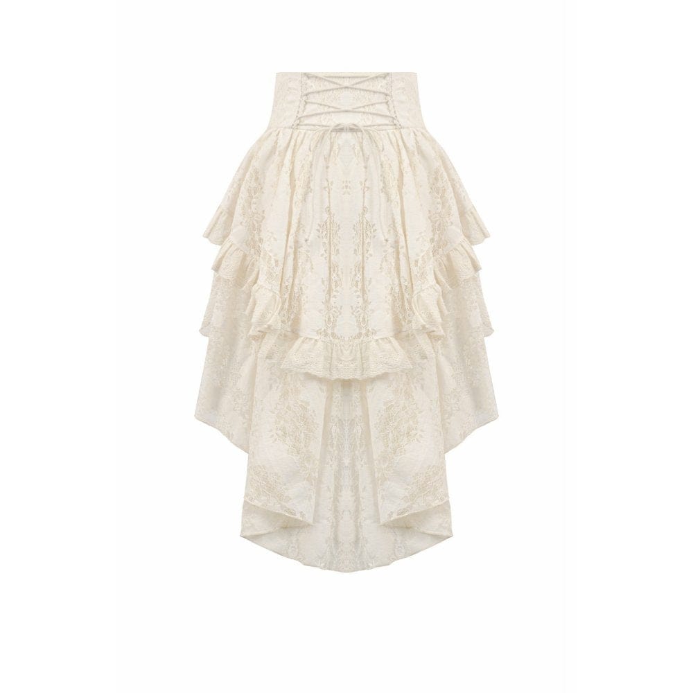 Darkinlove Women's Stempunk Lace Ruffled Layered High Low Skirt