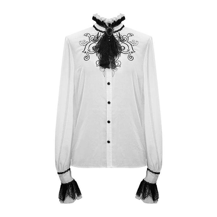 DEVIL FASHION Men's Goth Puff Sleeved Shirt With Bow tie