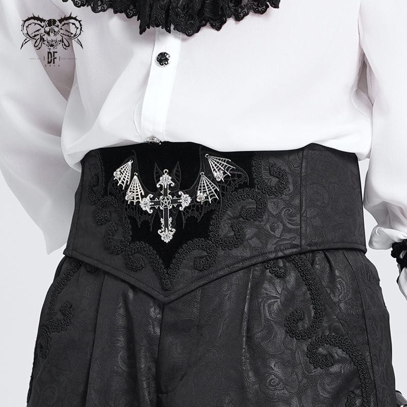 DEVIL FASHION Men's Gothic Bat Embroidered Cross Girdle