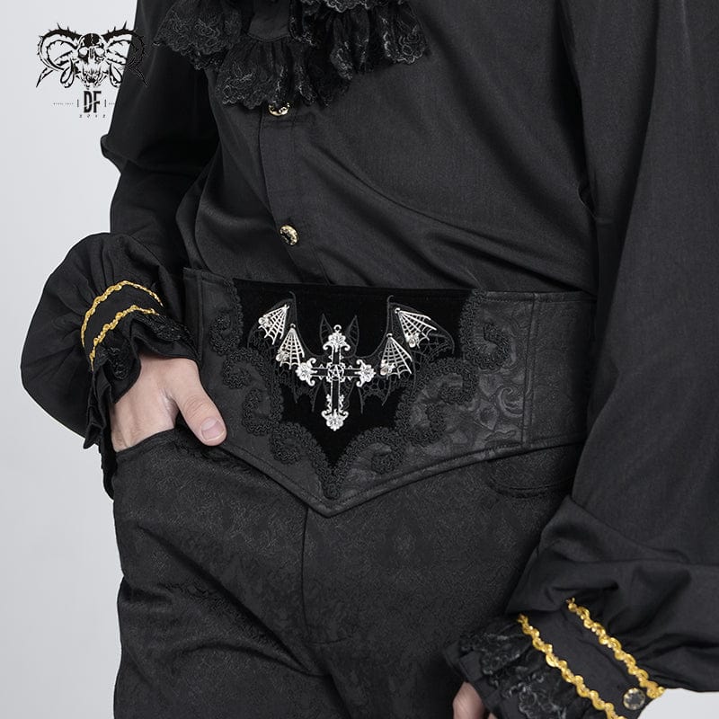 DEVIL FASHION Men's Gothic Bat Embroidered Cross Girdle