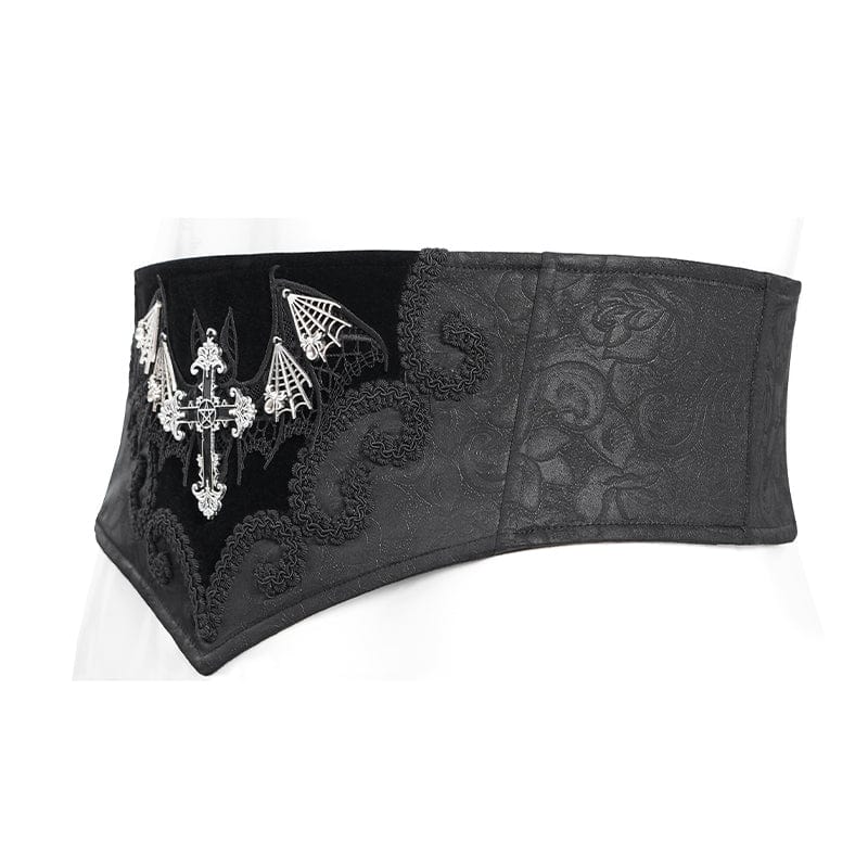 DEVIL FASHION Men's Gothic Bat Embroidered Cross Girdle