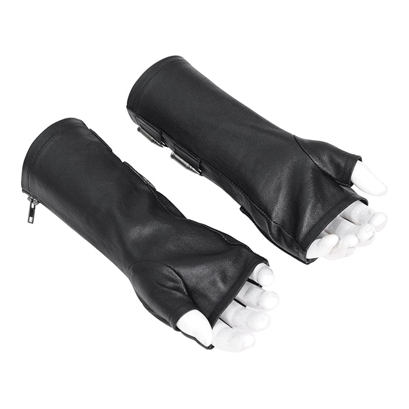 DEVIL FASHION Men's Gothic Bullet Zipper Fingerless Gloves
