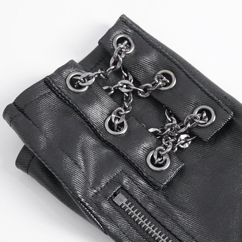 DEVIL FASHION Men's Gothic Bullet Zipper Fingerless Gloves