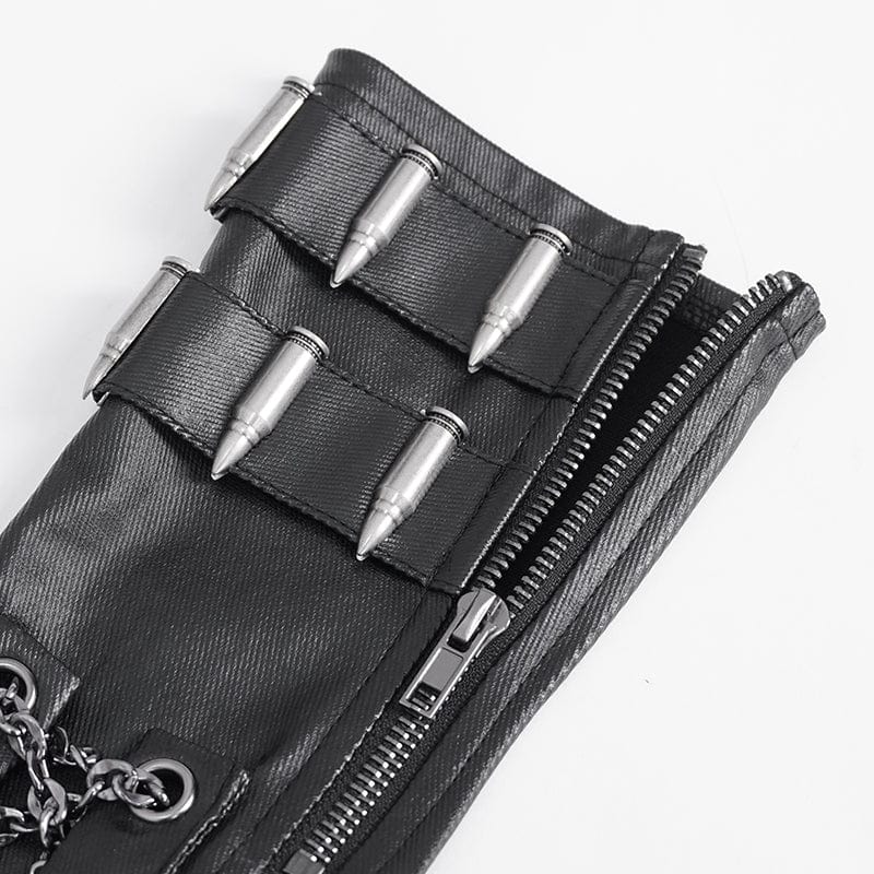 DEVIL FASHION Men's Gothic Bullet Zipper Fingerless Gloves