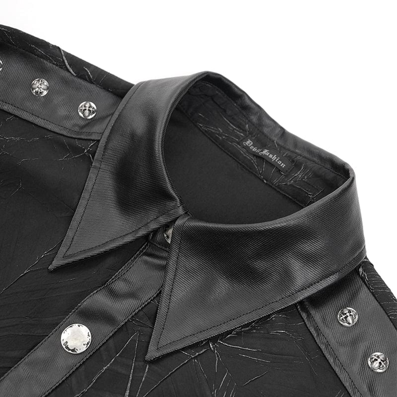 DEVIL FASHION Men's Gothic Chain Buckle-up Shirt