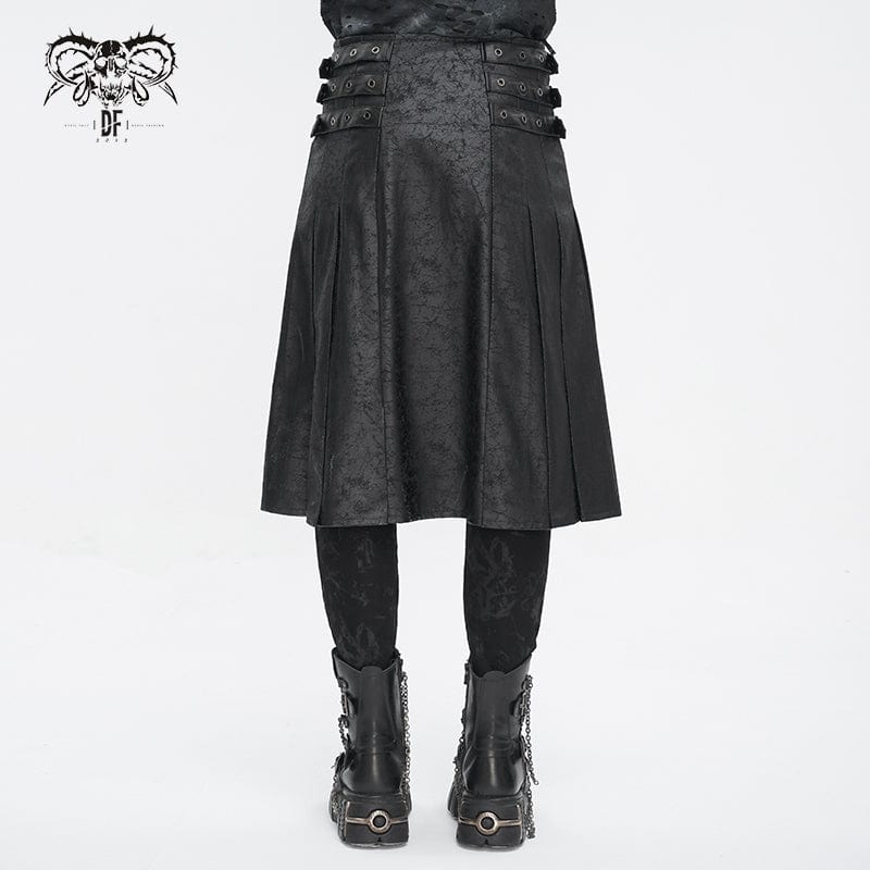 DEVIL FASHION Men's Gothic Chain Multi-buckle Skirt