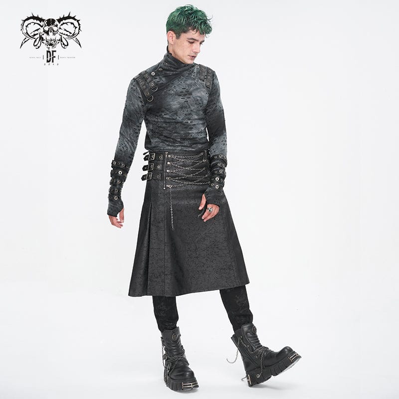 DEVIL FASHION Men's Gothic Chain Multi-buckle Skirt