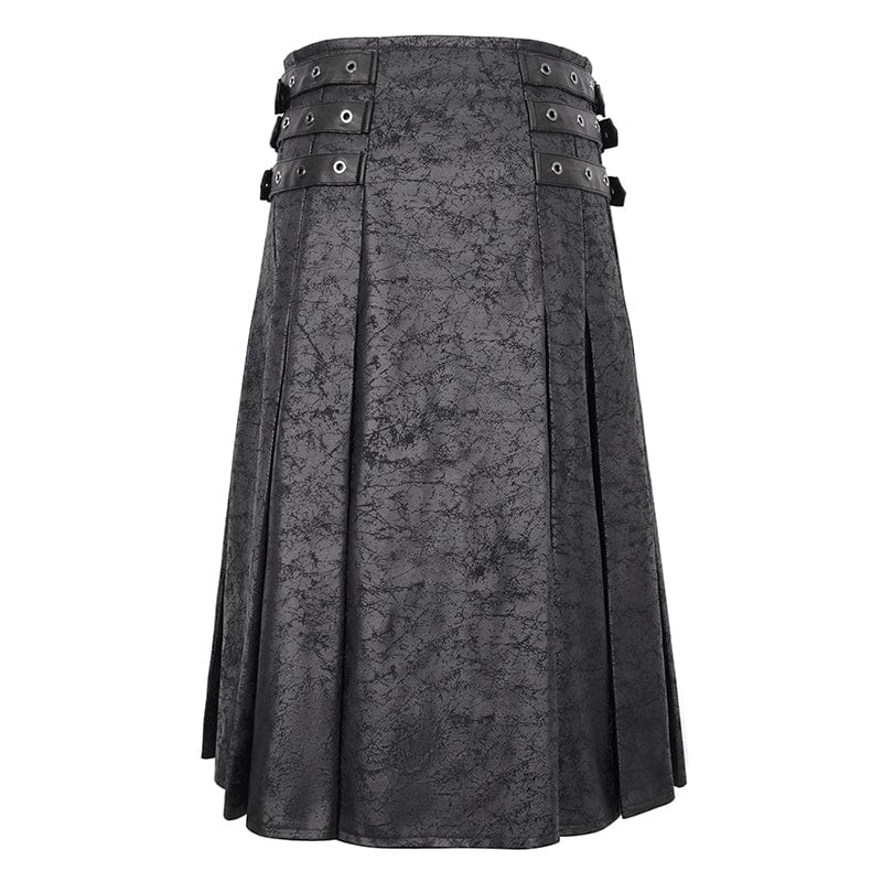 DEVIL FASHION Men's Gothic Chain Multi-buckle Skirt