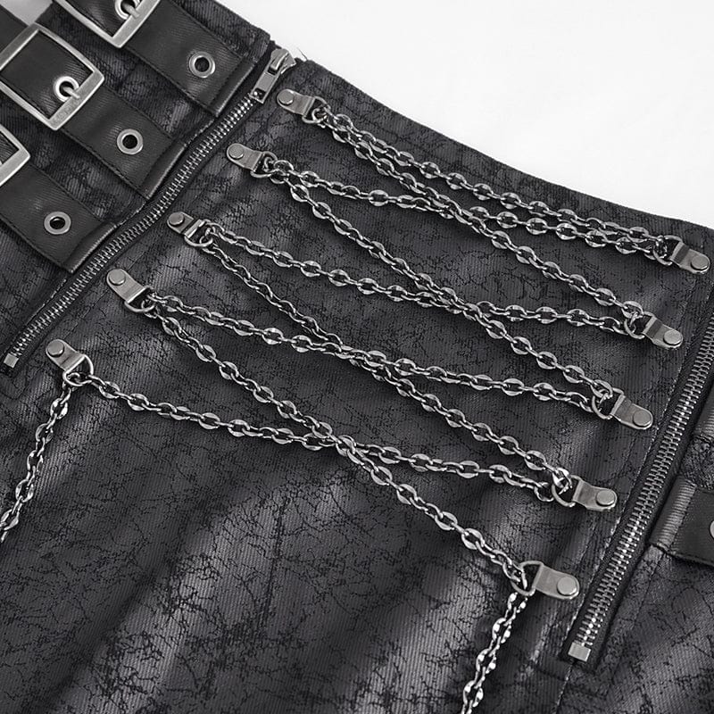 DEVIL FASHION Men's Gothic Chain Multi-buckle Skirt