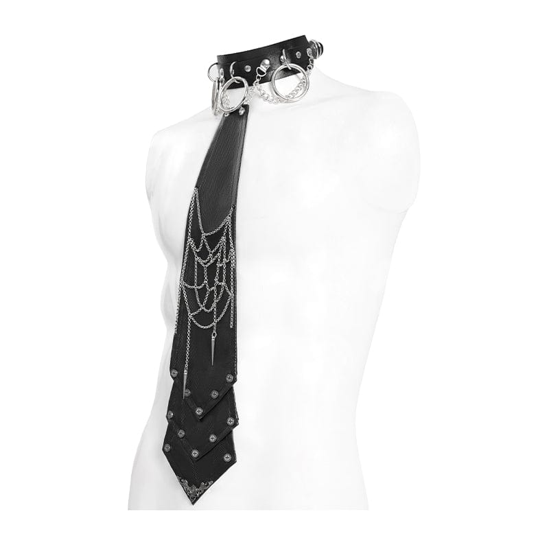 DEVIL FASHION Men's Gothic Chain Splice Buckle Choker Necktie