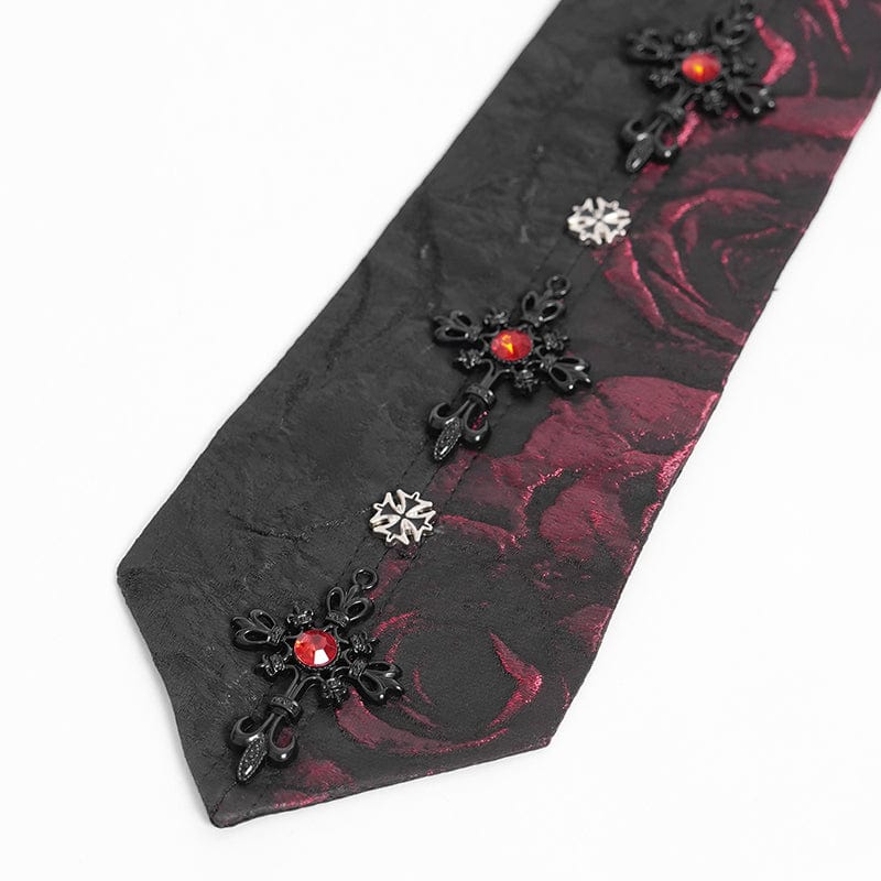 DEVIL FASHION Men's Gothic Contrast Color Cross Necktie