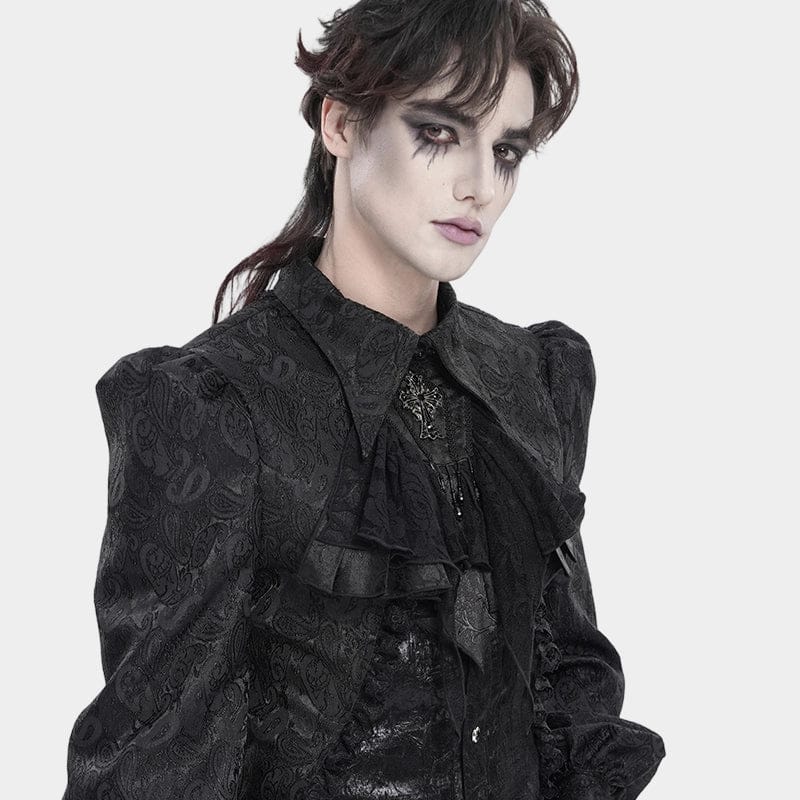 DEVIL FASHION Men's Gothic Cross Beaded Neckwear Black
