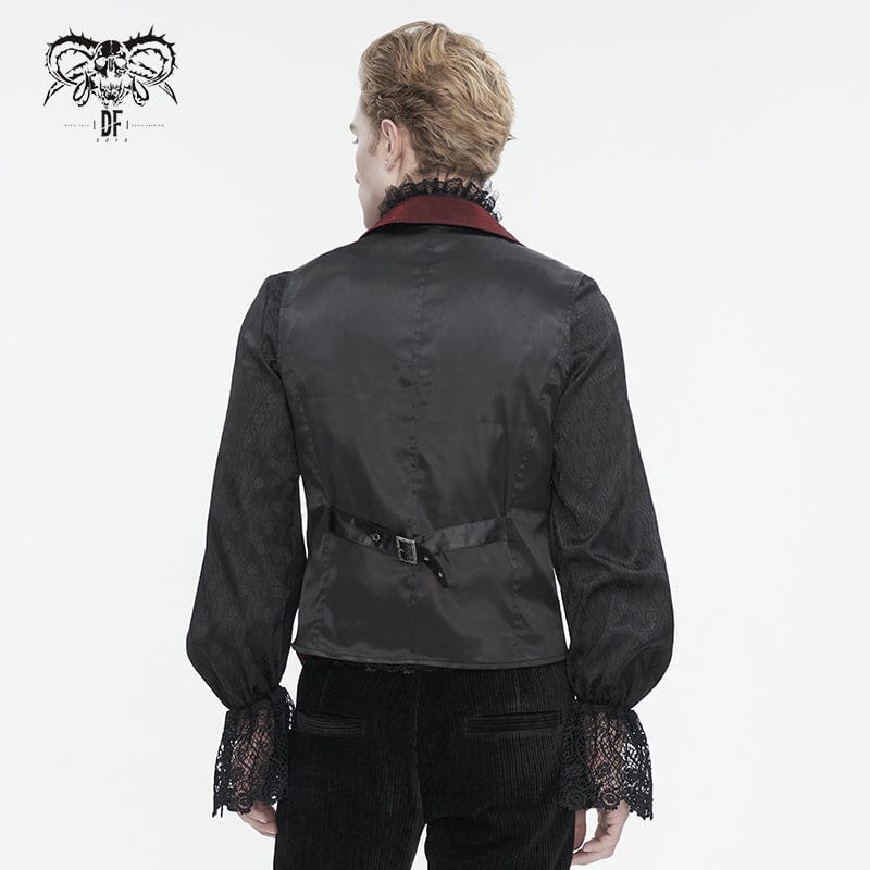 DEVIL FASHION Men's Gothic Embossed Feather Waistcoat