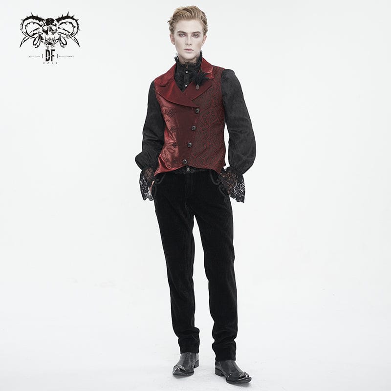 DEVIL FASHION Men's Gothic Embossed Feather Waistcoat
