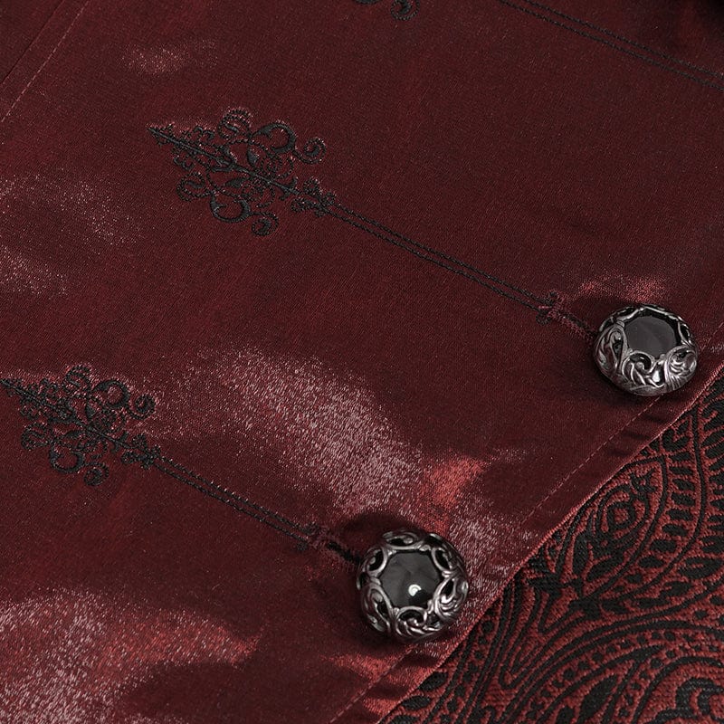 DEVIL FASHION Men's Gothic Embossed Feather Waistcoat