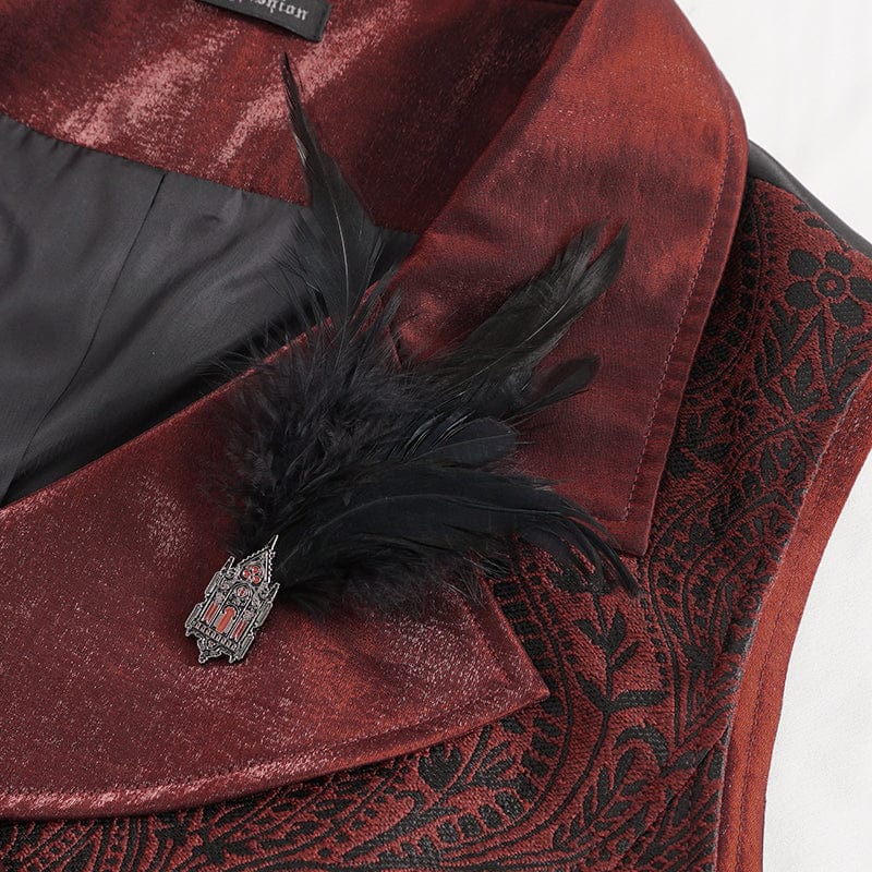 DEVIL FASHION Men's Gothic Embossed Feather Waistcoat