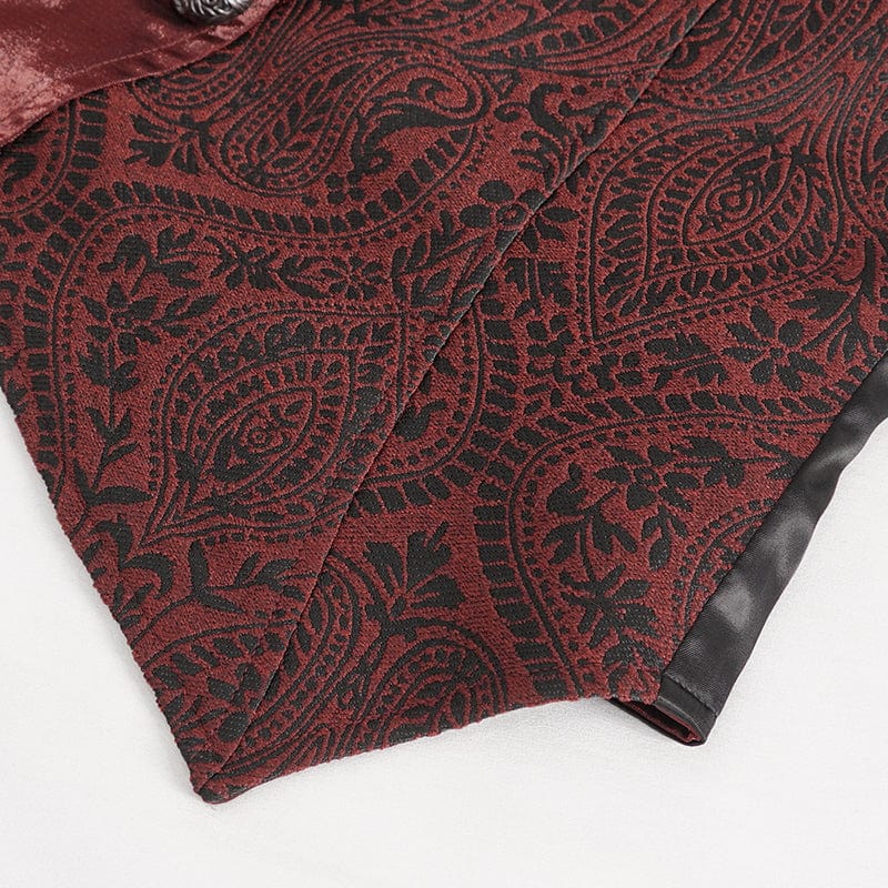 DEVIL FASHION Men's Gothic Embossed Feather Waistcoat