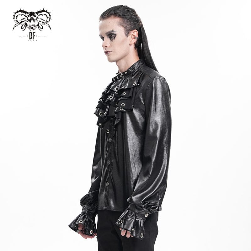 DEVIL FASHION Men's Gothic Eyelets Buckle-up Shirt