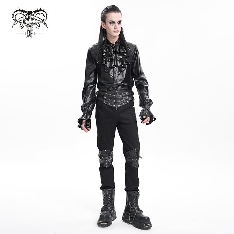 DEVIL FASHION Men's Gothic Eyelets Buckle-up Shirt