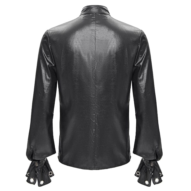 DEVIL FASHION Men's Gothic Eyelets Buckle-up Shirt