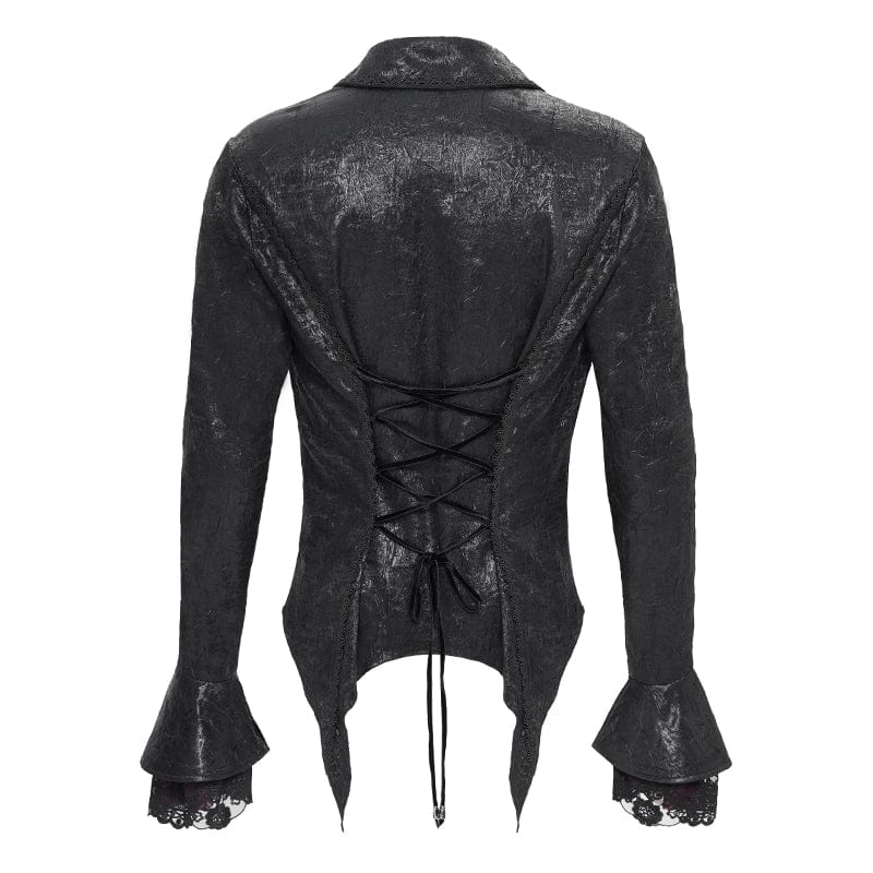 DEVIL FASHION Men's Gothic Flared Sleeved Lace-up Swallow-tailed Shirt