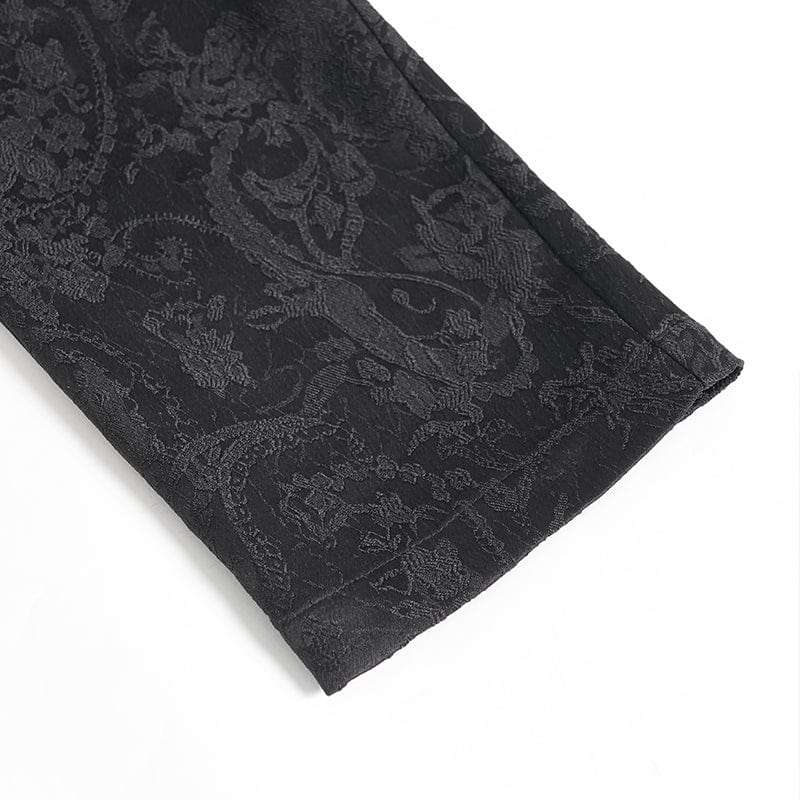 DEVIL FASHION Men's Gothic Floral Printed Buckle Lace-up Pants