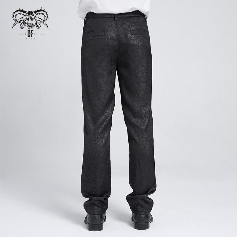 DEVIL FASHION Men's Gothic Floral Printed Suit Pants