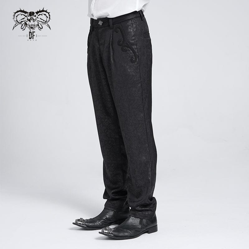 DEVIL FASHION Men's Gothic Floral Printed Suit Pants