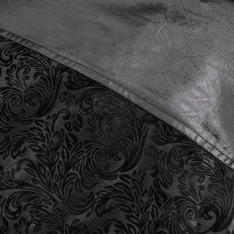 DEVIL FASHION Men's Gothic Floral Printed Turn-down Collar Shirt