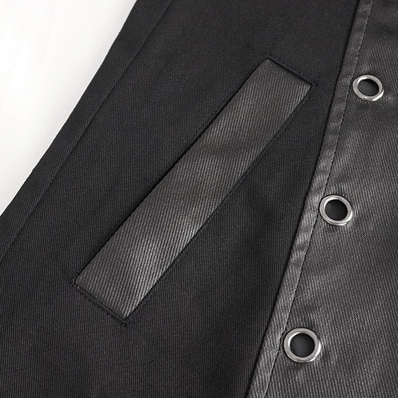 DEVIL FASHION Men's Gothic Irregular Eyelet Jacket with Hood