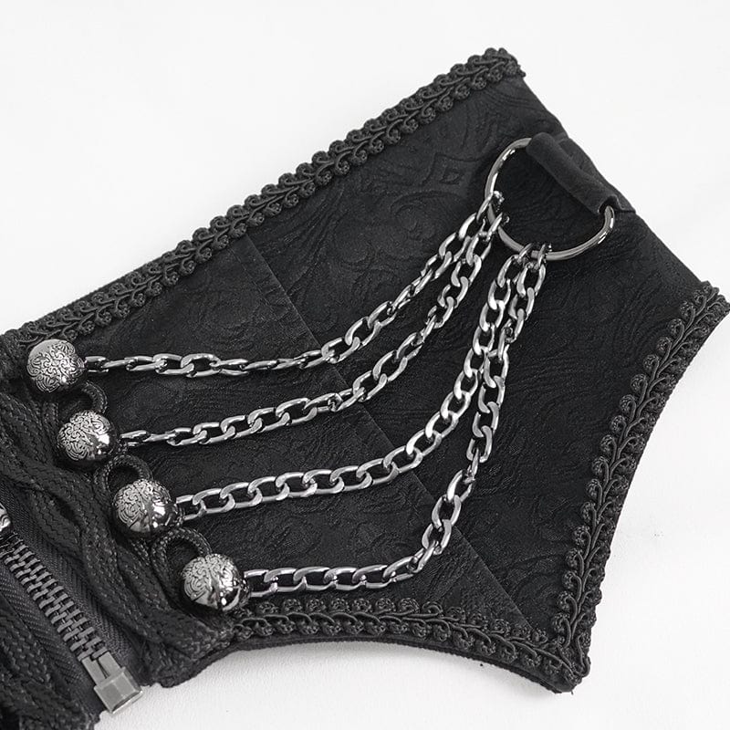 DEVIL FASHION Men's Gothic Irregular Multi-chain Zipper Girdle