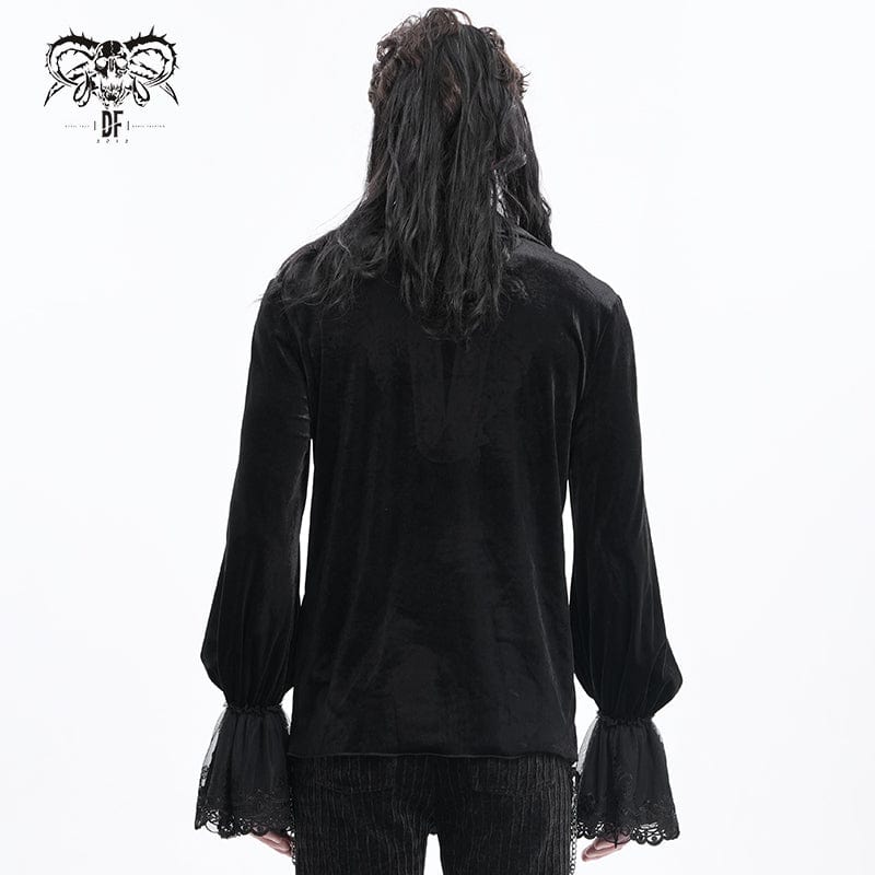 DEVIL FASHION Men's Gothic Lace-up Chain Lace Shirt