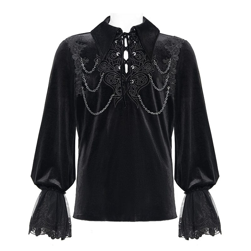 DEVIL FASHION Men's Gothic Lace-up Chain Lace Shirt