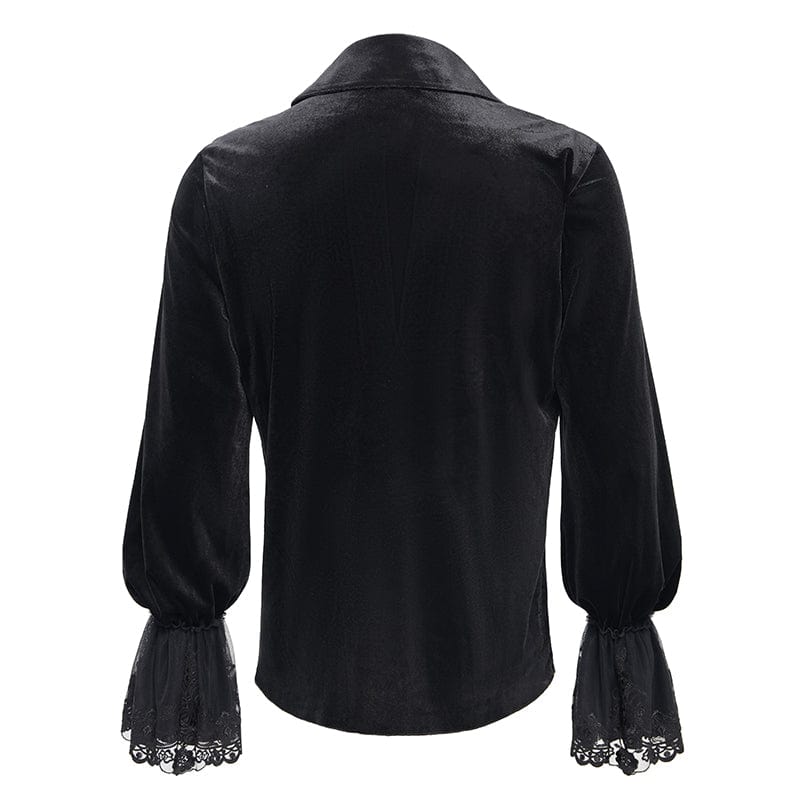 DEVIL FASHION Men's Gothic Lace-up Chain Lace Shirt