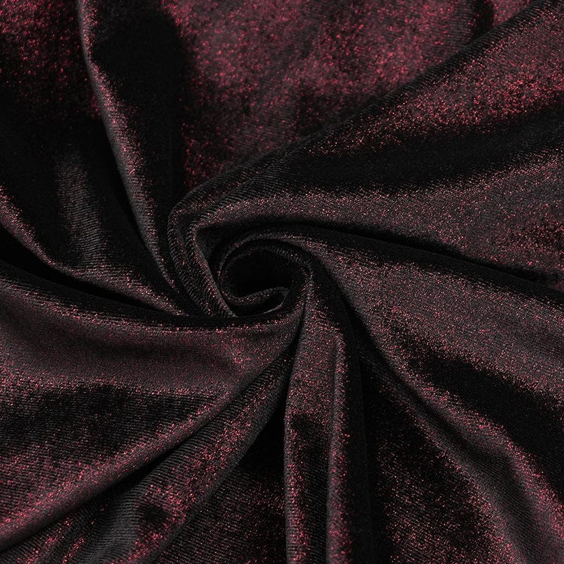 DEVIL FASHION Men's Gothic Lace-up Chain Lace Shirt Wine Red