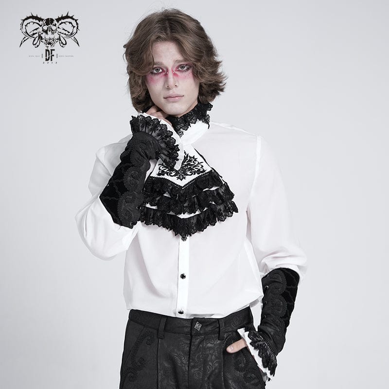 DEVIL FASHION Men's Gothic Lace-up Embroidered Velvet Splice Arm Sleeves
