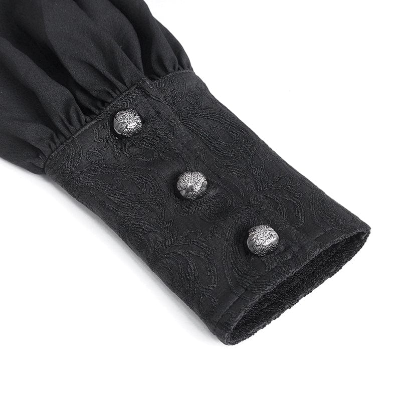 DEVIL FASHION Men's Gothic Puff Sleeved Jacquard Splice Shirt