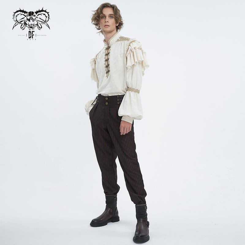 DEVIL FASHION Men's Gothic Puff Sleeved Layered Ruffled Shirt