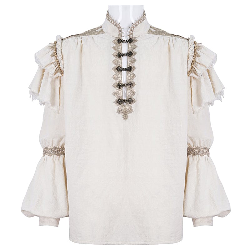 DEVIL FASHION Men's Gothic Puff Sleeved Layered Ruffled Shirt